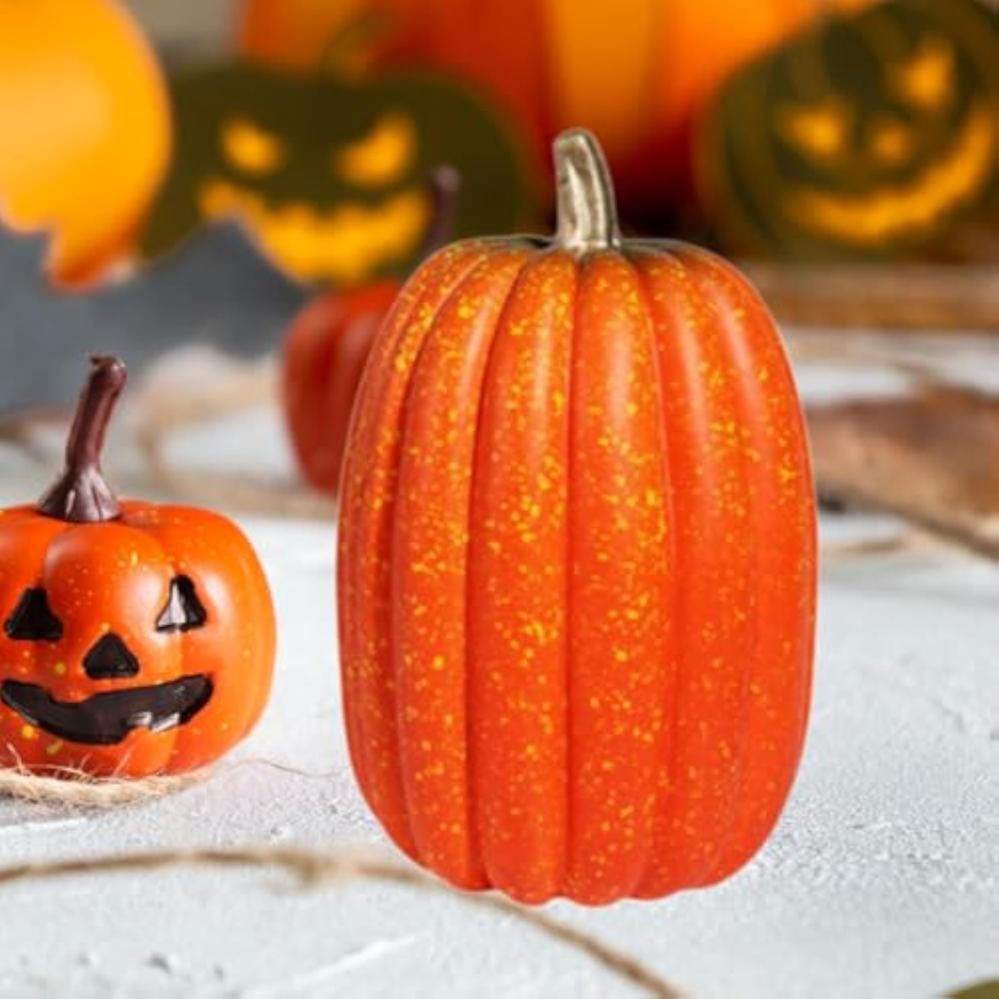 Realistic Artificial Pumpkin Decoration, 21cm Height, Orange