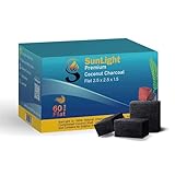 *New* Sunlight Premium Coconut Charcoal Flats- 60 Half Cubes (1.25mm)- Long Lasting Natural Coco Charcoal - Zero Ash - Low Odor - 1.25mm Flats- Long Lasting - Full Burn