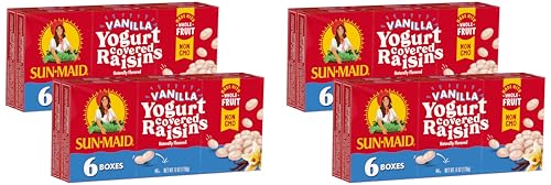 Image of Sun-Maid Vanilla Yogurt Coated Raisins - (24 Pack) 1 oz Snack-Size Box - Yogurt Covered Dried Fruit for Lunches and Back To School Snacks