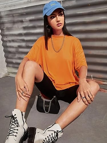 Image of Rigo Back Printed Half Sleeves Round Neck Oversized T-Shirt for Women | Drop Shoulder T-Shirt for Women | Loose Baggy Fit T-Shirt for Women /Girls