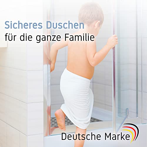 Toniamo Duschmatte rutschfest 53x53 cm | Antirutschmatte Dusche quadratisch | Rutschmatte Dusche antibakteriell & maschinenfest | Duscheinlage rutschfest BPA-frei | Grau