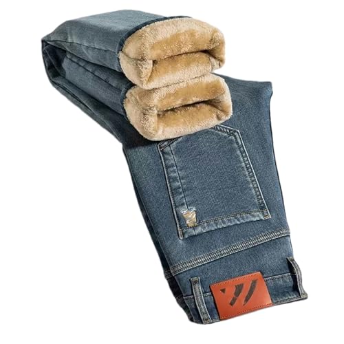 Jean hiver épais homme droit pour stopper le froid sans serrer