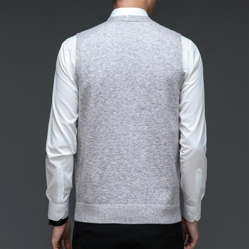 Men's Wool Blend Sleeveless Sweater Vest Basic V-Neck Business Button Down Knitted Cardigan Vest2