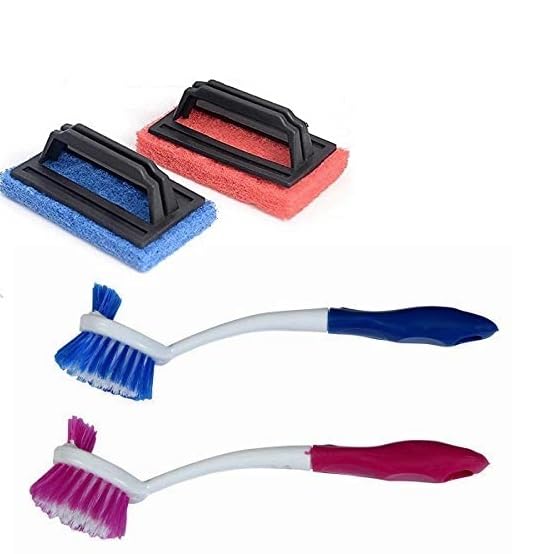 Set of 2 Floor Tiles Cleaning Scrubber Brush and Set of 2 Dual Sink Brush for Home,Office,Bathroom,Kitchen Floor Cleaning (Multicolor)-image-6