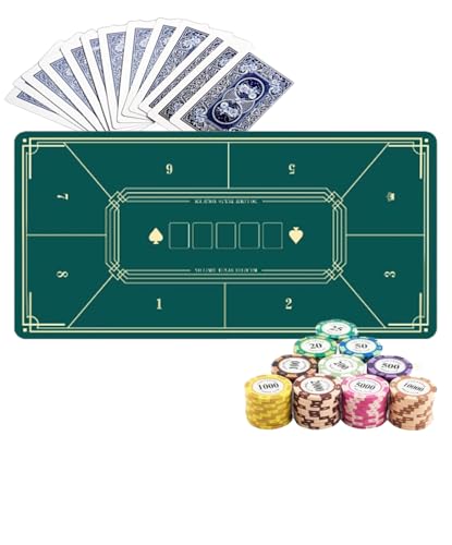 S.fields.inc ポーカーマット 8人用 ポーカーテーブル プレイマット 樹脂マット ゴム 40*80cm (グリーン)