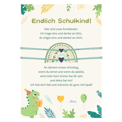 Endlich Schulkind Armband Junge 2025, Armbänder Einschulung Geschenk Karte...