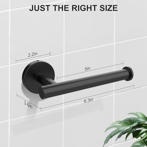 SetSail Toilet Paper Holder Wall Mount Screw-in Matte Black Bathroom Toilet Paper Roll Holders Stainless Steel Tissue Holder for Bathroom Hardware Accessories, Drill Hole - Image 3