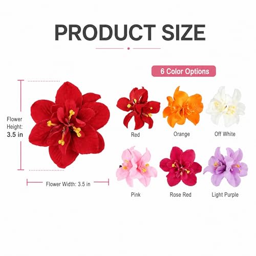 Set de 6 pinzas para cabello con flores artificiales miniatura 3
