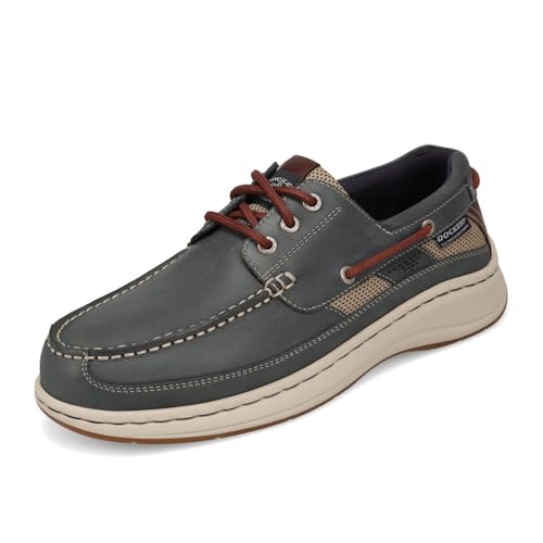 Image of DOCKERS Mens Bayside Casual Lace-Up Boat Shoe, Navy/Dark Tan, 9.5 M