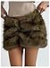 GORGLITTER Women's Y2k Fuzzy Bodycon Mini Skirt Fur Low Rise Pencil Short Skirts Clubwear Army Large