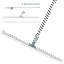 Rodo de Limpeza Silicone 2 em 1 com Raspador Silicone 50cm Cabo Retrátil 140cm Base Giratória Leve Resistente Limpeza Versátil Grande