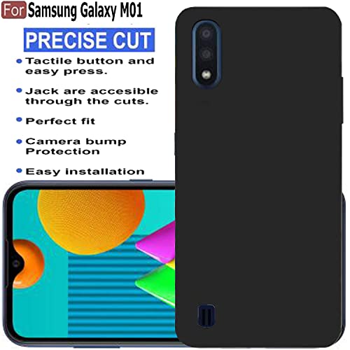 Image of Mobile Back Cover Case for Samsung Galaxy M01 (Silicone Case|CameraProtection|Black SC1510)