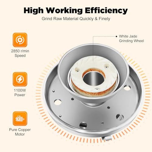 Dodoam Commercial Peanut Butter Machine Electric Grain Grinder Stainless Steel Sesame Sauce Peanut Nut Butter Maker, 33 Lbs/H, 1100W, 2850 RPM - for Almonds, Sesame, Rice