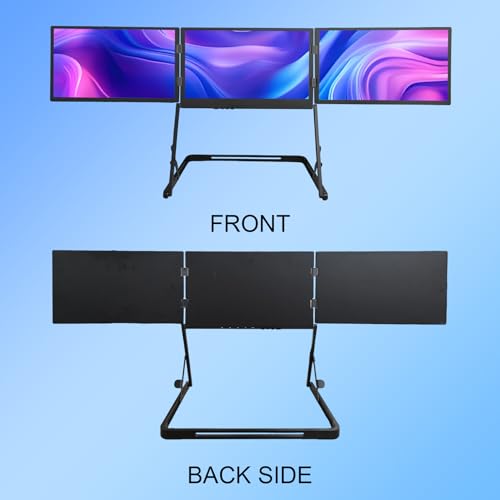 Image of 14'' Triple Portable Monitor Laptop Screen Extender | 1920x1200 IPS Foldable 3-Screen Extender, Quad Screen Monitor Workstation for 13-17 Inch Laptop, USB-C & Mini H /D Interface