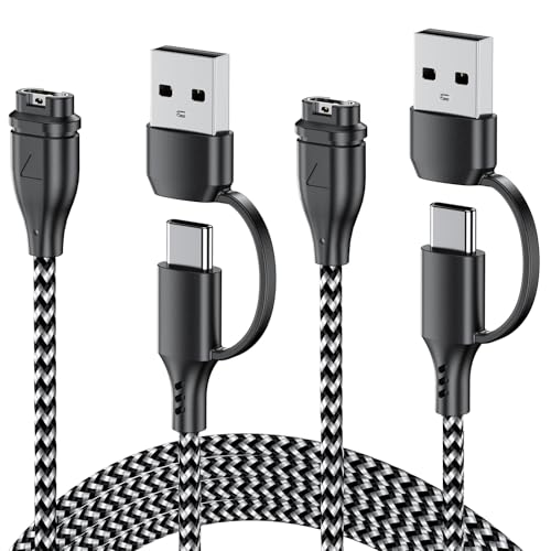 2 in 1 Charger Cable for Garmin Watch Compatible with Garmin Vívoactive 6 5 4s,Forerunner 965 955 945 55,Fenix 8 7 7X Pro 6 6X 5,Venu 3 2S,Approach S70 S62 S60,Epix Instinct Tactix(2 Pack)