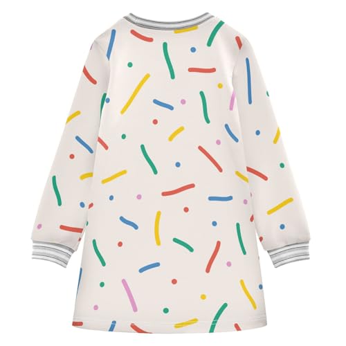 Fun Color Line Girls Dresses Long Sleeve Sweatshirt Dress for Girls Winter Toddler Casual A Line Dresses Size 2-8T2