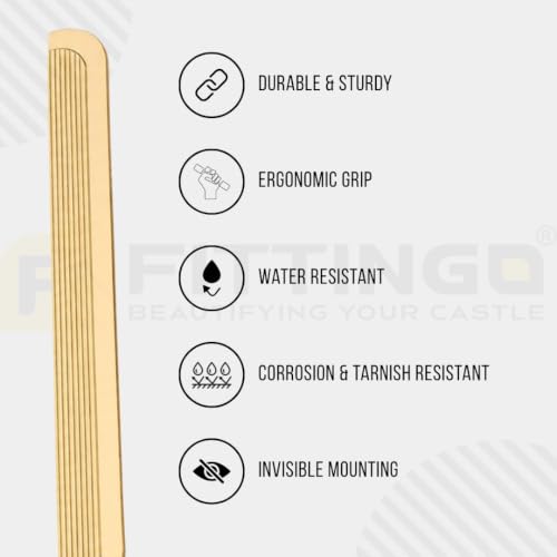 Image of VEZEL Aluminium Wardrobe Handle - Modern Cabinet Pull for Wardrobe, Cabinets, Drawer & Cupboard Furniture, (PVD Gold) - 900mm - Pack of 4-| 3 Years Warranty |