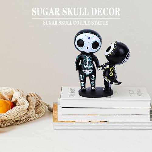 Estatua de pareja Calavera de Azúcar resina decorativa miniatura 2