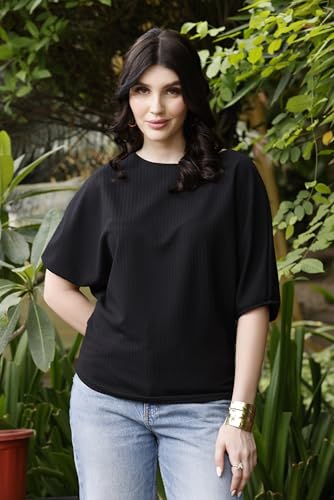 Image of Zilcon Womens Half Ballon Sleeve t-Shirt Tops Boat Neck Loose Fit Casual Workout T-Shirts