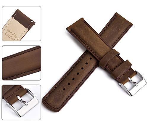 image for Ritche Genuine Classic Vintage Quick Release Leather Watch Band 18mm L