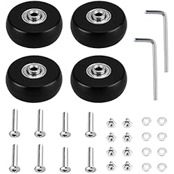 Repuestos Maletas Roncato 4 Piezas Repuesto de Ruedas para Maletas, 50mm X 18mm, Recambio con Tornillos y Llave, Ruedas de Goma para Equipaje, Reparacion para Trolley