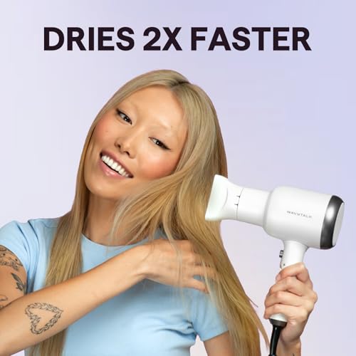 Image of Wavytalk Hair Dryer with Diffuser, Blown Away Ionic Hair Dryer for Curly Hair with Comb, 1875W Fast Drying Blow Dryer with Ceramic Technology, 3 Attachments for All Hair Types, Light and Quiet, Poppa