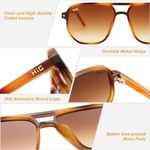 Vintage Square Aviator Sunglasses for Women Men Trendy 70s Double Bridge Frame UV400 Protection Shades4