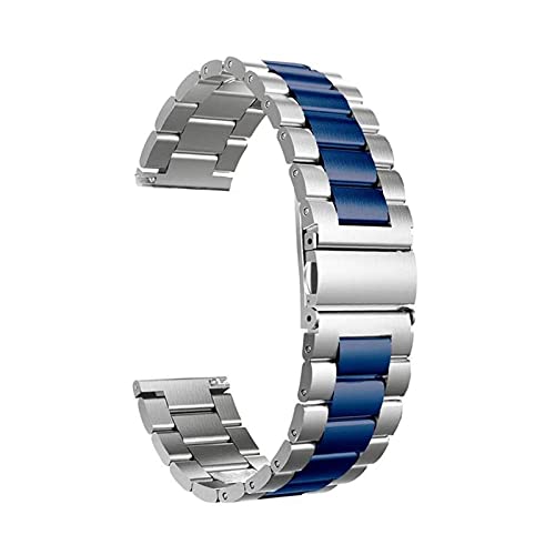 WangSiwe Uhrenarmband Klassisches Edelstahl-Uhrenarmband Traditionelles Und Intelligentes Uhrenarmband 20 Mm 22 Mm Armband Metall-Armband (Band Color : Black Red, Band Width : 20Mm)/20Mm/Silber Blau Cover