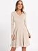 ANRABESS Women Long Sleeve Ribbed Knit Short Dresses 2025 Fall Winter V Neck Casual Swing A Line Sweater Dress Beige Medium