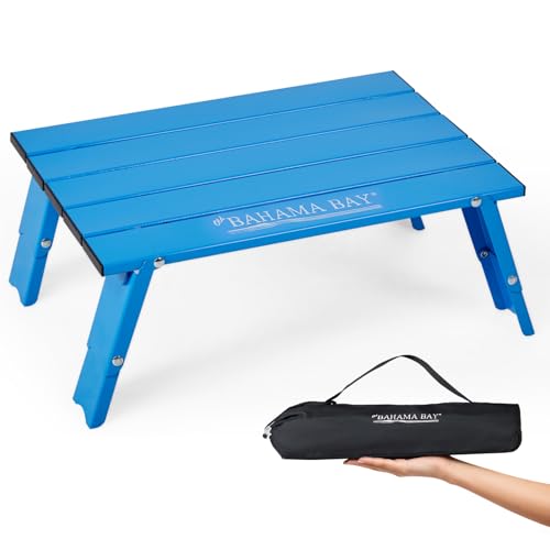 Old Bahama Bay Ultralight Aluminum Mini Table 66lbs/30kg Weight Capacity Foldable Small Beach Table with Retractable Legs Suitable for Picnic Camping Outdoor Hiking