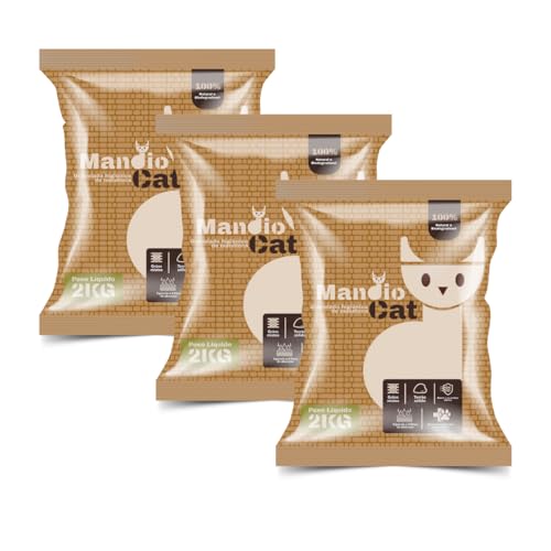 Kit 3 Areia Higiênica 2kg Biodegradavel Mandioca para Gatos Miau Clean