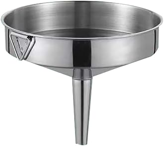 Kitchen Funnel Thickened Stainless Steel Food Funnel with Strainer Filter, Metal Cooking Funnel Transferring of Liquid Powder Grain - Silver (Color : Silver, Size : 12.5 * 13.5cm)