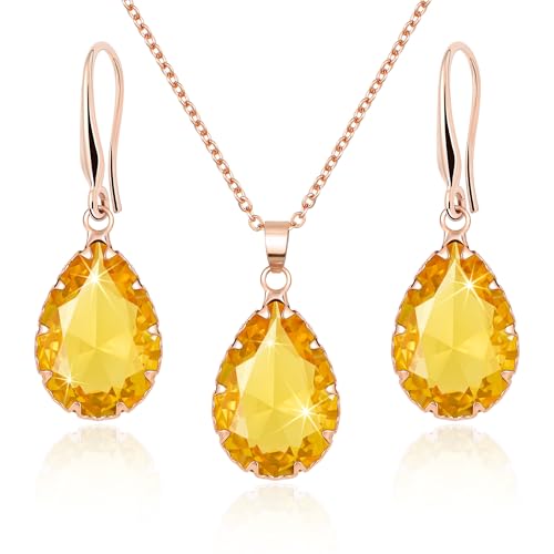 Linawe Crystal Teardrop Necklace and Earring Set