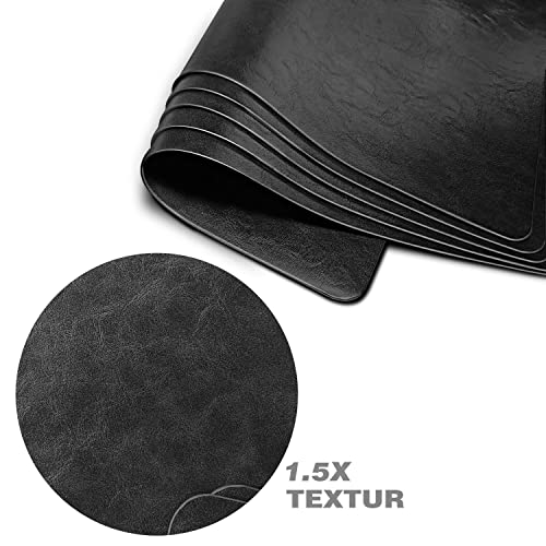 OPAPAL Placemat Set of 6, 43 x 30 Cm, Black, Double Side Leather, Heat-Resistant, Washable, Non-Slip - Image 2