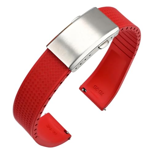 [-ł] 18mm 19mm 20mm 21mm 22mm tbfSXgbv FKM IK ZCR[ EHb`oh NCbN[X \tg Y uXbg EHb`ANZT[(Red-Silver,19mm)