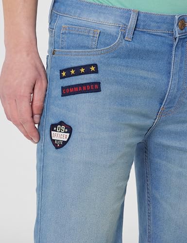 Image of The Indian Garage Co Men Slim Fit Solid Mid-Rise Denim Shorts