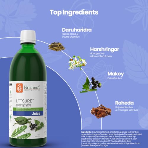 Image of Krishna's LFT Sure Juice - Enriched With 13 herbs - Natural Liver Cleanse & Detox Drink | Supports Liver Health & Digestion - 1000 ml