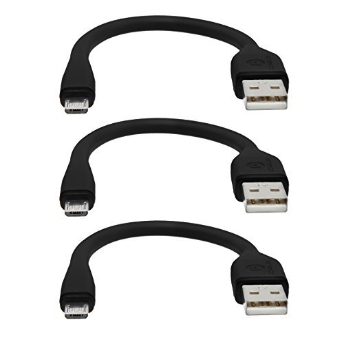 dCables Bendy & Durable Short Micro USB Charging Cable - 7 Inch - 3 Pack Black - for Android