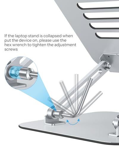 OMOTON Laptop Stand for Desk, Ergonomic Metal Adjustable Laptop Stand, Laptop Holder Riser with Cooling Function, Computer Stand Compatible with MacBook and All Laptops (10-17.2 inch), Silver - Image 5