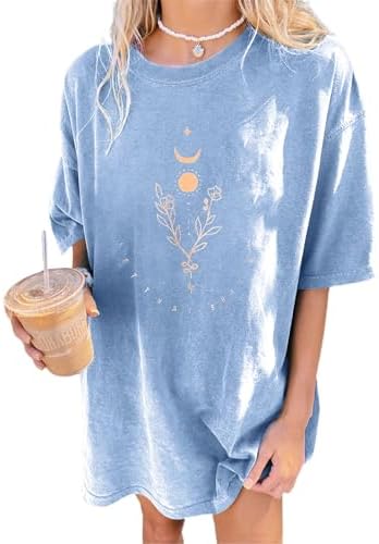Remidoo Oversized Graphic Tshirts for Women Casual Loose Fit Shor...