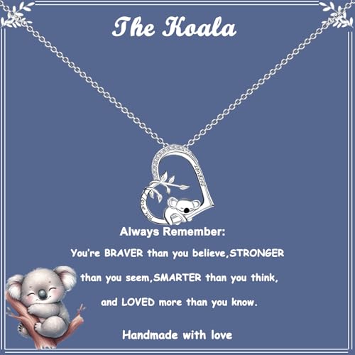 Koala Gifts for Girls Women Cute Koala Pendant Necklace Koala Jewelry Gifts Christmas Birthday Gifts for Koala Lovers Daughter Granddaughter Niece Sister