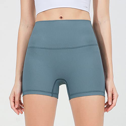 MYNKYLL Short esportivo feminino Peach Butt canelado bainha anti-ondulação cintura alta apertada mod