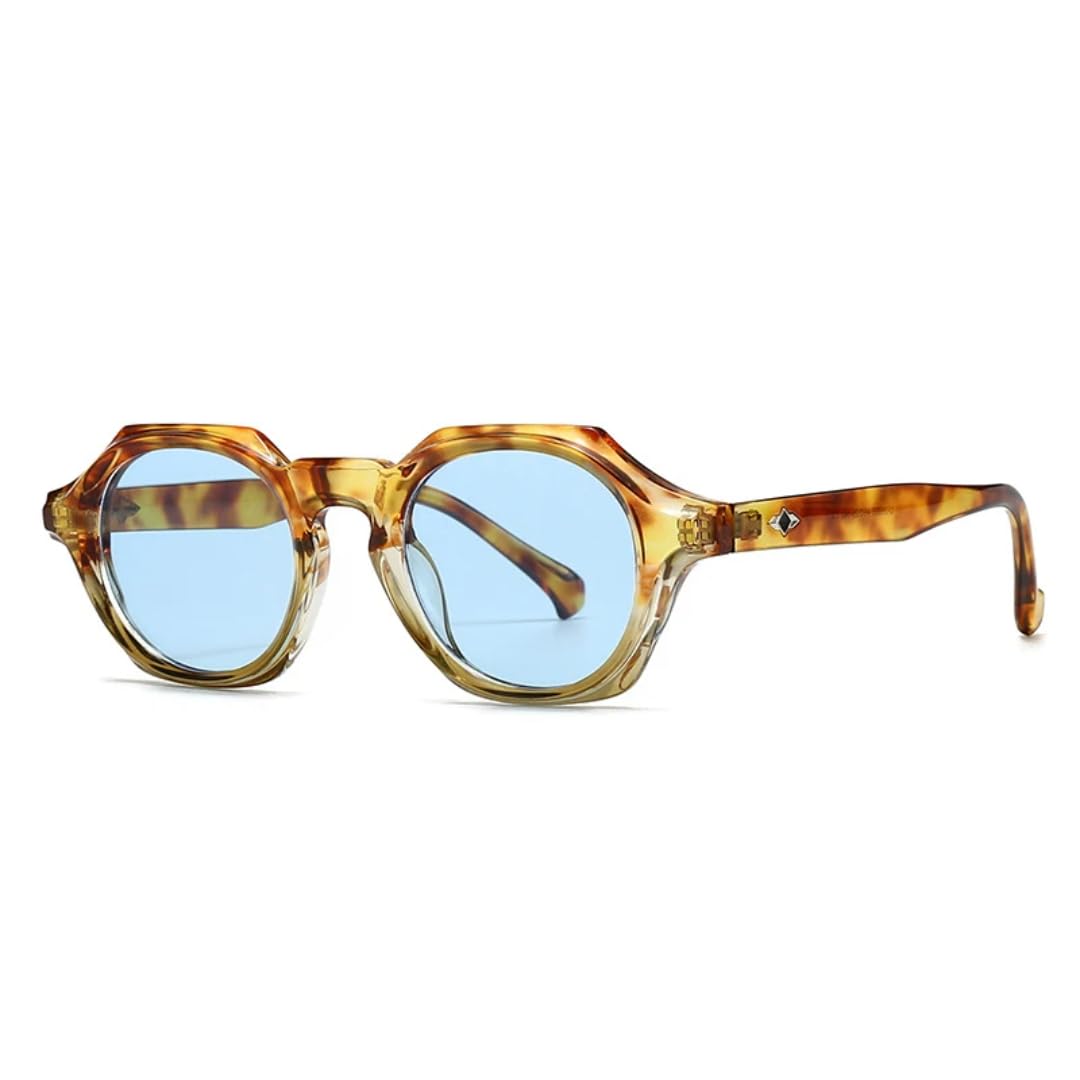 Lunettes de soleil style polygonal carré détails rivets rétro chic - 7