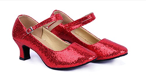 Missfiona Women'S Glitter Latin Ballroom Dance Shoes Pointed-Toe Y Strap Dancing Heels thumb #1