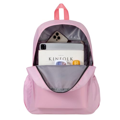 Image of AOTIAN Durable 17-Inch Water-Resistant Nylon Backpack - Lightweight Daypack for Men & Women, Perfect for Travel, Camping & Outdoor Adventures, Pink