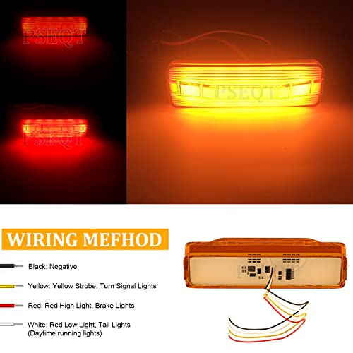 Pseqt Led Trailer Clearance Marker Emergency Strobe Lights Motorcycle Brake Turn Signal Stop Tail Light Waterproof For Truck Car Atv Utv 28Led Amber + Red Warning Flashing Lamp12V 24V #TOP4