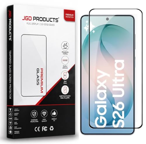 Image of JGD PRODUCTS 100% Fingerprint Unlock Military-Grade Gorilla Tempered Glass for Samsung Galaxy S26 Ultra 5G with Edge to Edge Coverage - Case Friendly, Anti-scratch and Bubble free With installation kit