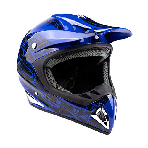 Typhoon Adult Atv Mx Helmet Goggles Gloves Gear Combo Blue (Xl) #TOP1