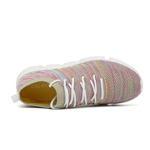 Image of GSLMOLN Mens Womens Fashion Sneakers Unisex Slip on Ultra-Sock Knit Soft Sole Breathable Lightweight Casual Walking Shoes