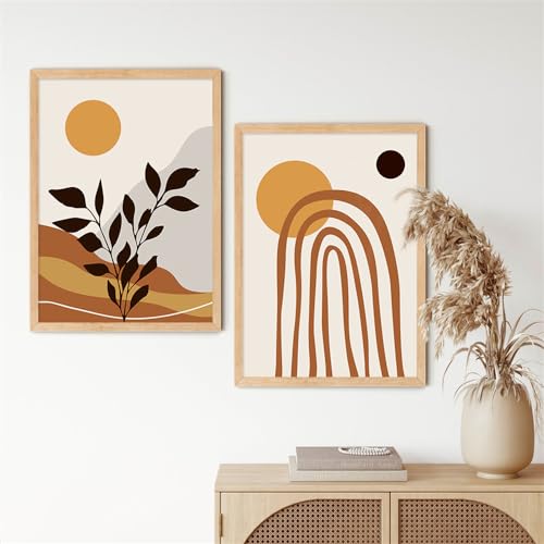 Affiches Murales Abstraites Bohèmes Soleil Lune Toile 60x70cm